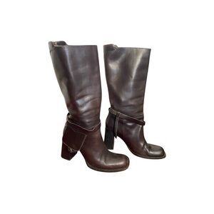 Vintage Rare 1999 Prada Brown Leather Harness Boots Size EU 40/US 9.5